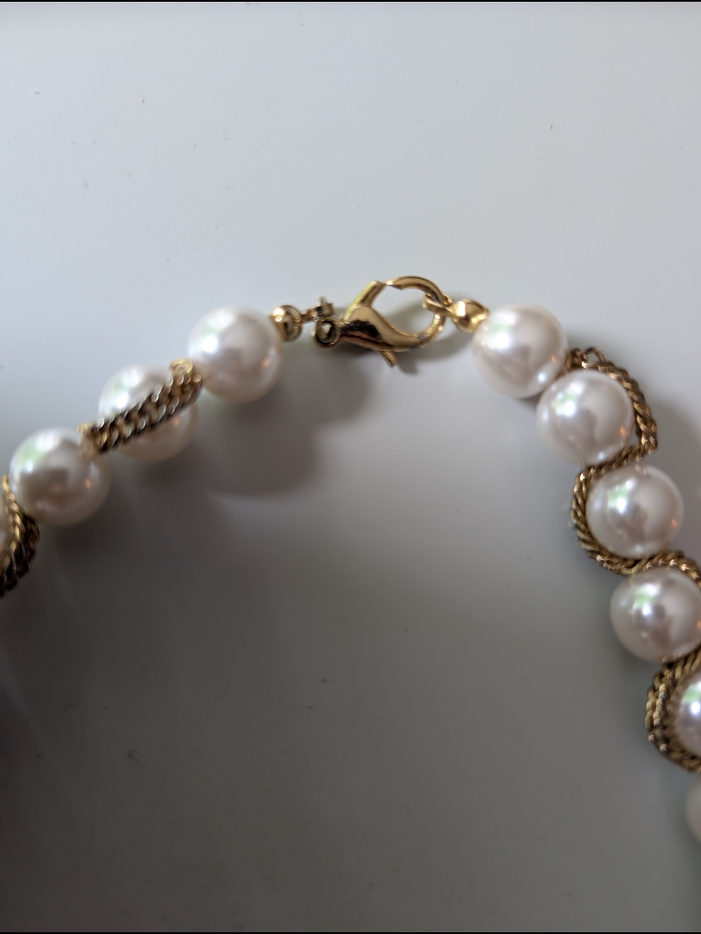 Pearl and Gold-Tone Rope Necklace - White Pearls - Picture 6 of 7